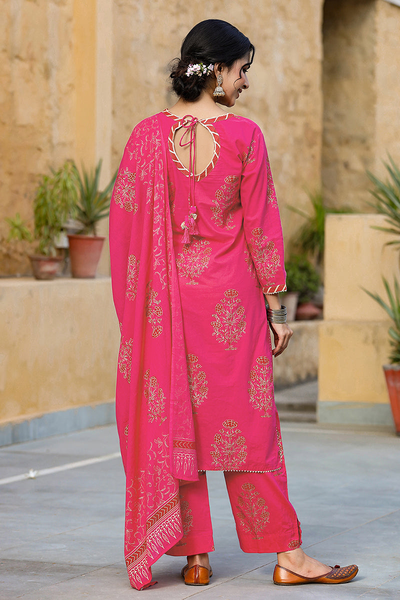 Pink-Cotton-Straight-3-Piece-Kurta-3-Piece-Kurta-Set