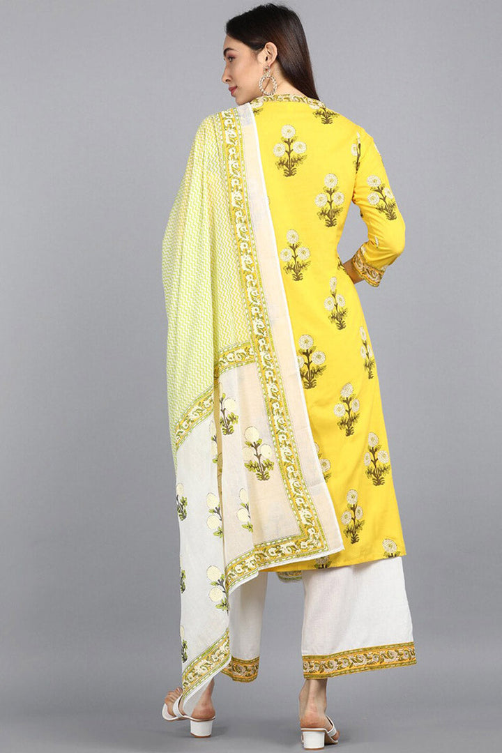 Cotton-Yellow-Motifs-Printed-Straight-Set