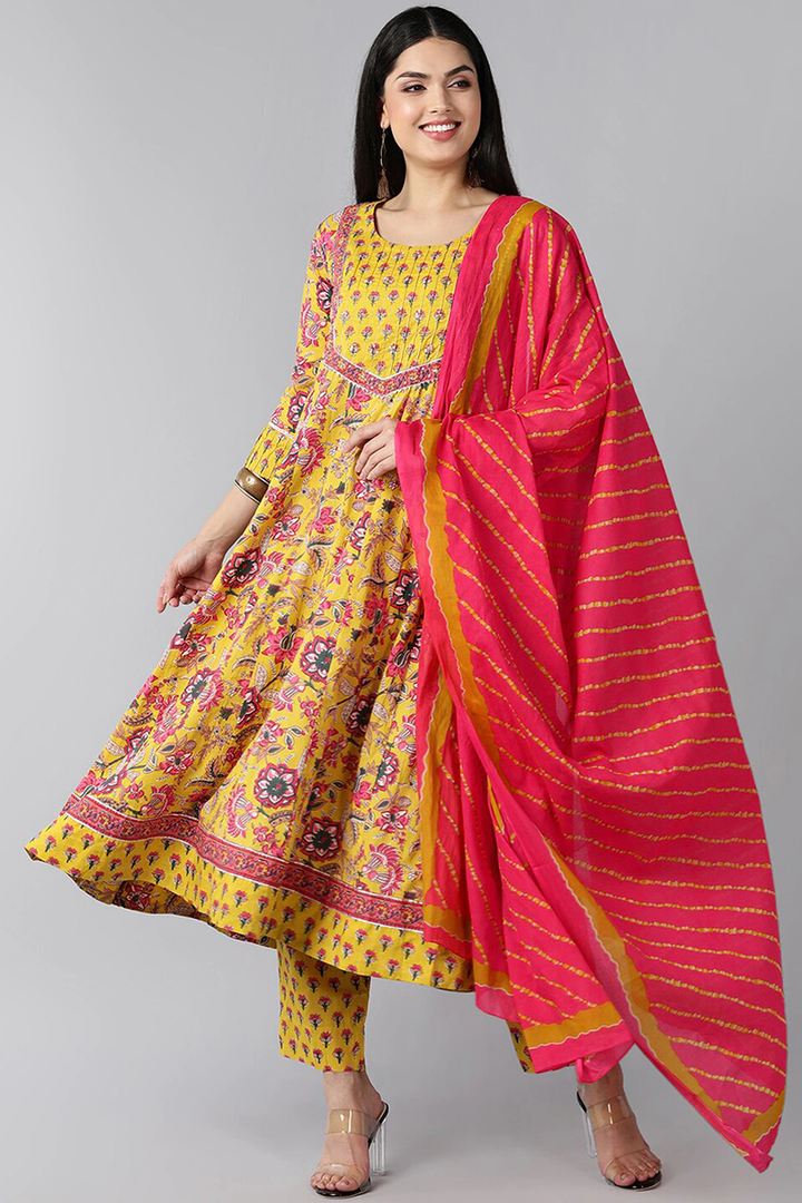 Yellow-Rayon-Blend-Ethnic-Motifs-Printed-3-Piece-Kurta-Set