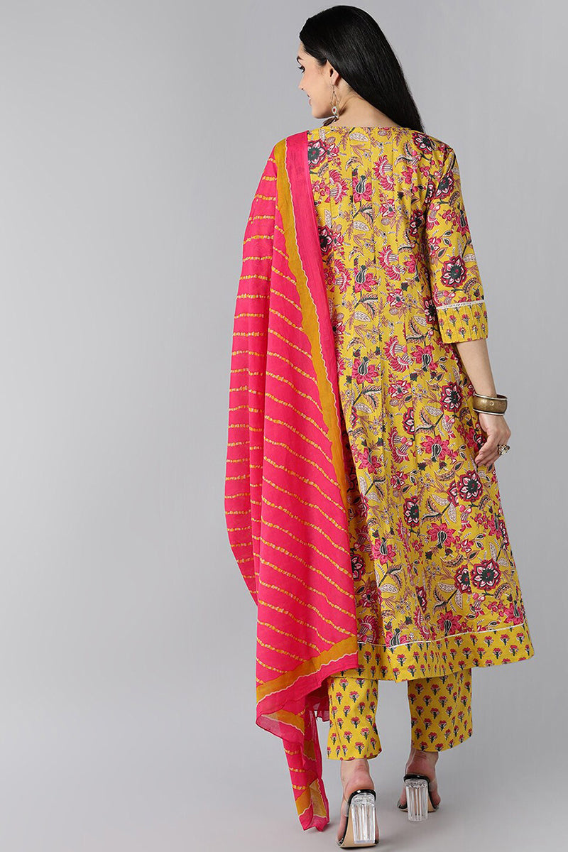 Yellow-Rayon-Blend-Ethnic-Motifs-Printed-3-Piece-Kurta-Set