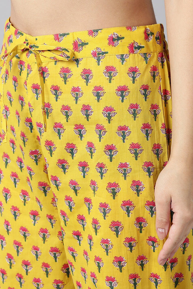Yellow-Rayon-Blend-Ethnic-Motifs-Printed-3-Piece-Kurta-Set
