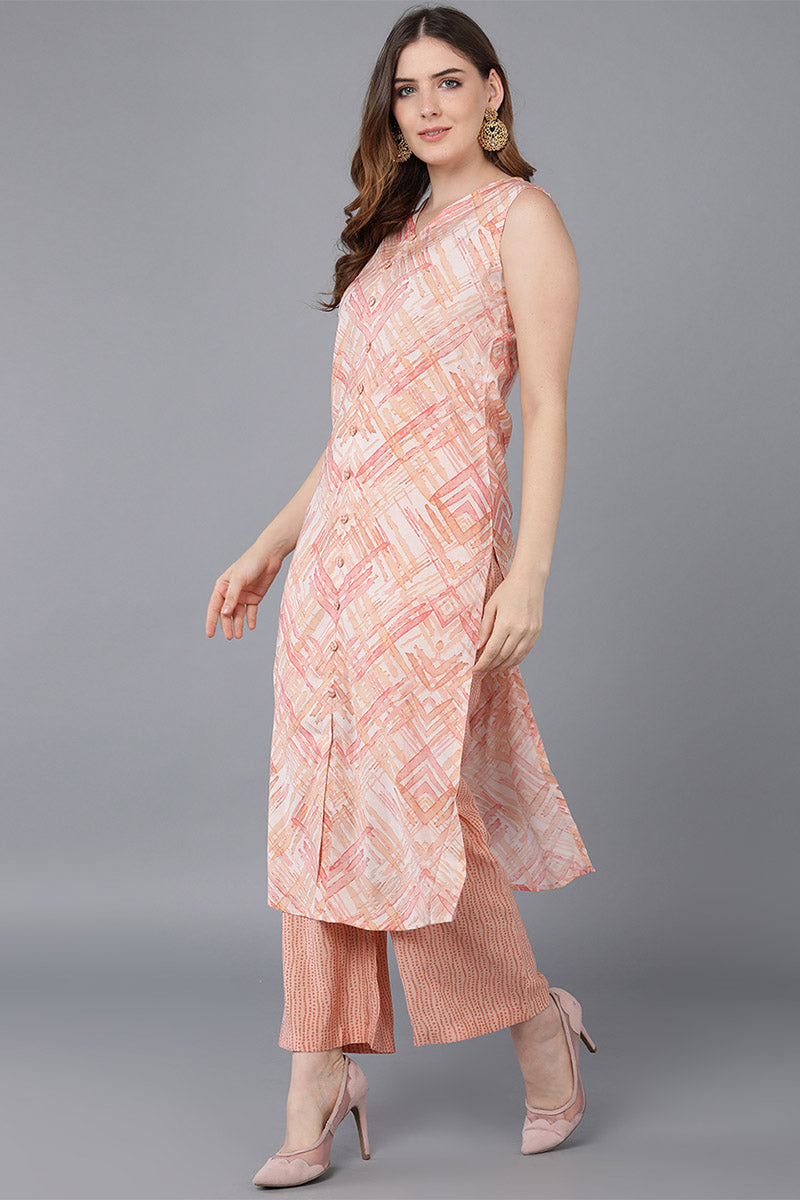 Nude-Peach-Poly-Silk-Straight-Kurta-Palazzos-With-Dupatta