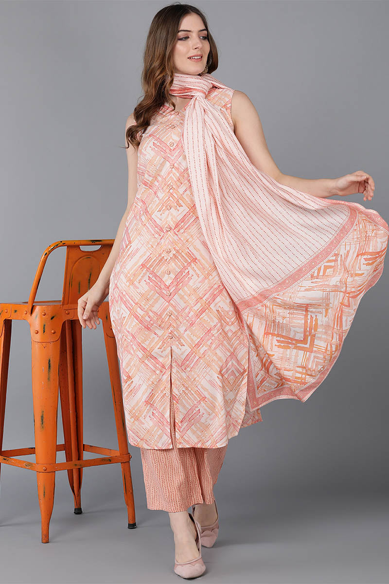 Nude-Peach-Poly-Silk-Straight-Kurta-Palazzos-With-Dupatta