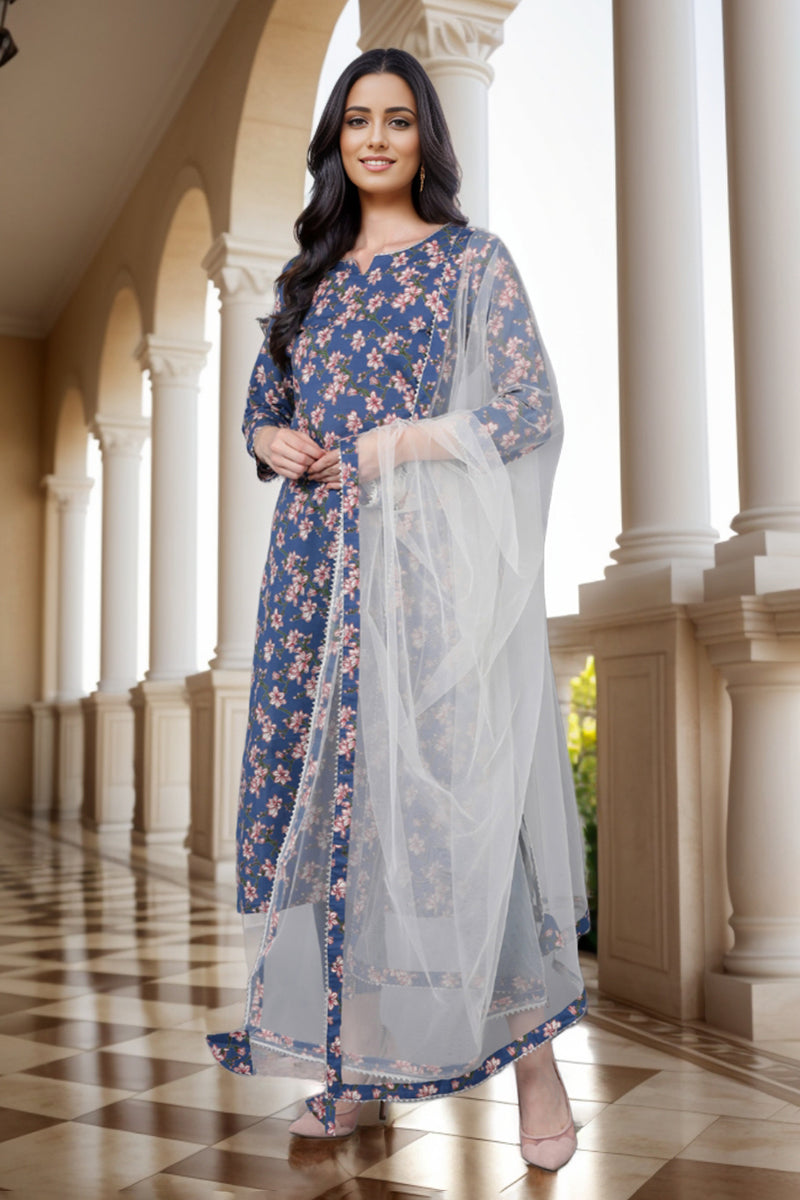 Blue-Rayon-Blend-Floral-Straight-3-Piece-Kurta-Set