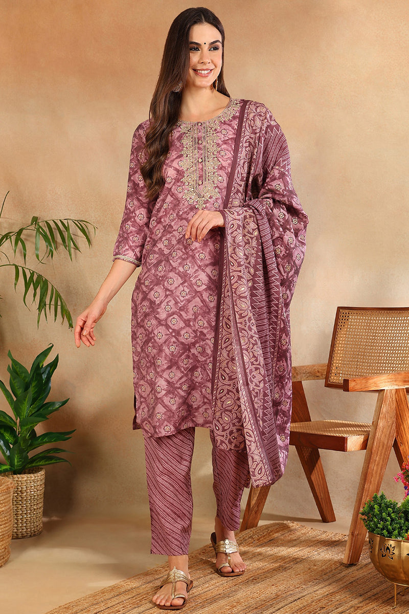 Mauve-Silk-Blend-Ombre-Straight-3-Piece-Kurta-Set