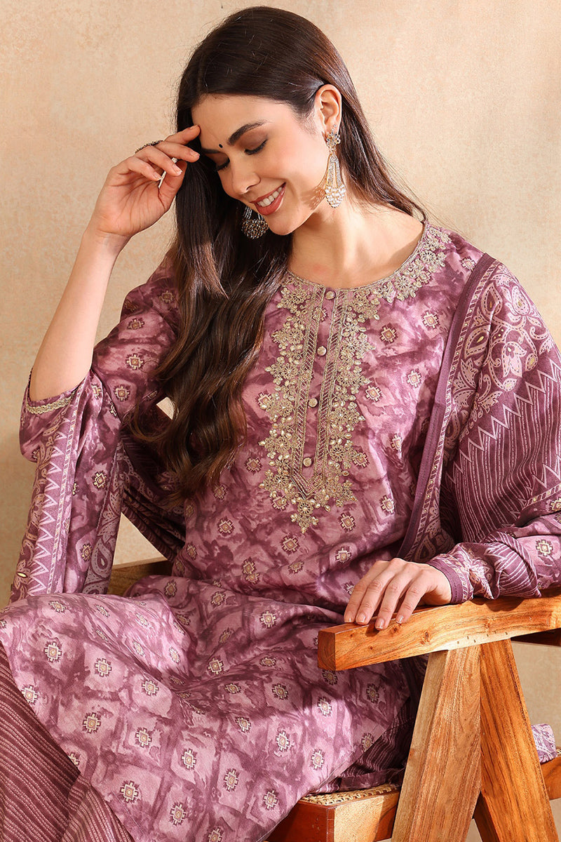 Mauve-Silk-Blend-Ombre-Straight-3-Piece-Kurta-Set