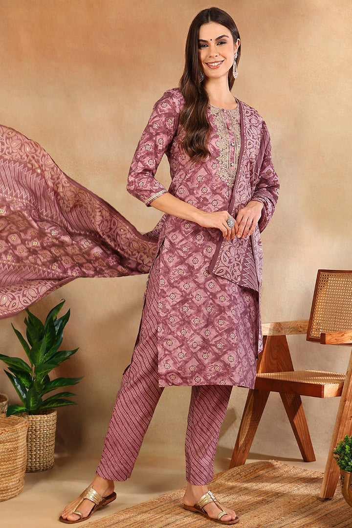 Mauve-Silk-Blend-Ombre-Straight-3-Piece-Kurta-Set