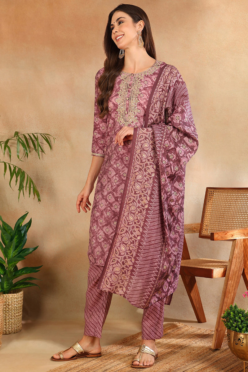 Mauve-Silk-Blend-Ombre-Straight-3-Piece-Kurta-Set