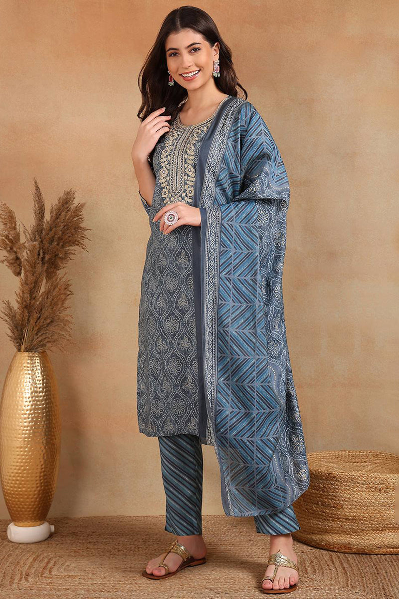 Grey-Silk-Blend-Straight-3-Piece-Kurta-Set