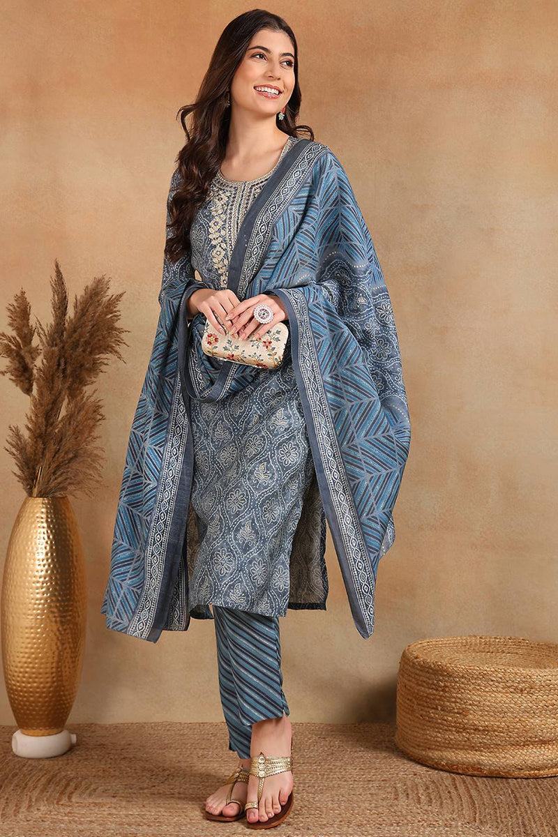 Grey-Silk-Blend-Straight-3-Piece-Kurta-Set