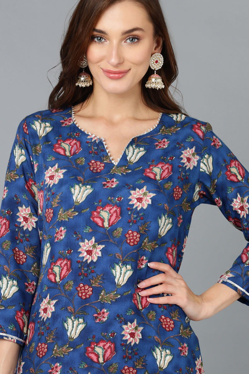 Blue-Rayon-Blend-Printed-3-Piece-Kurta-Set