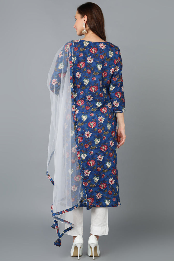 Blue-Rayon-Blend-Printed-3-Piece-Kurta-Set