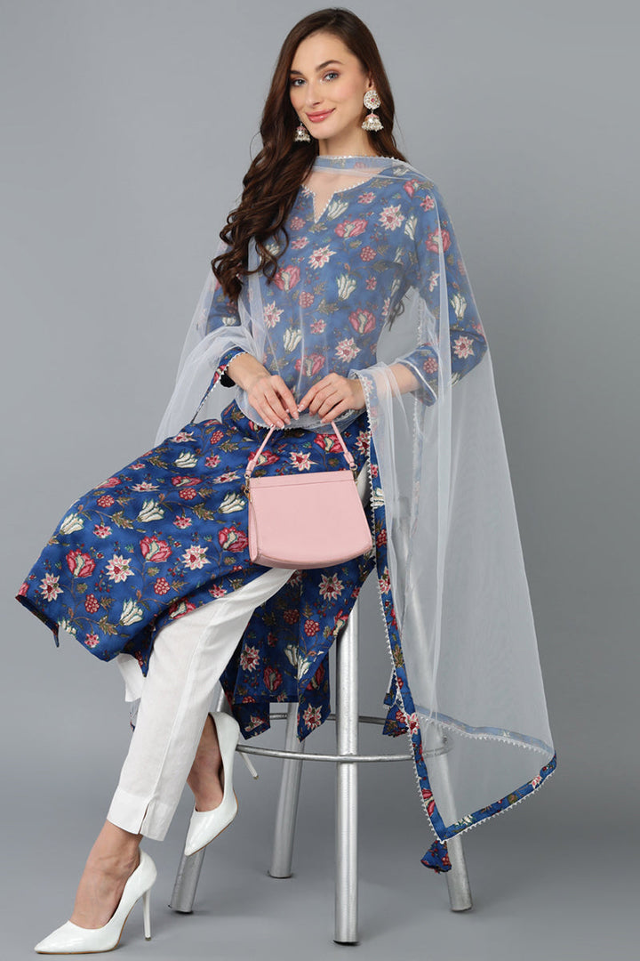 Blue-Rayon-Blend-Printed-3-Piece-Kurta-Set