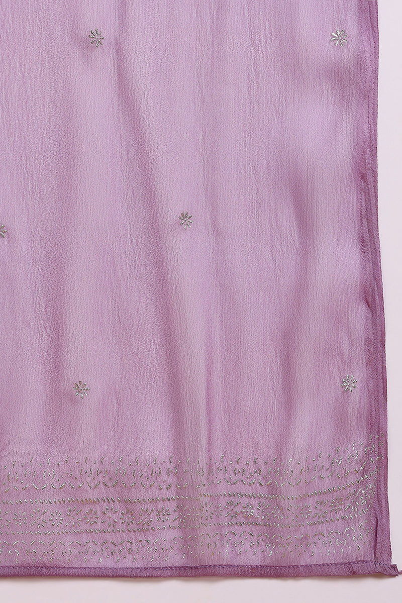 ZERESOUQ-Lavender-Silk-Blend-Anarkali-Woven-Design-Suit-Set