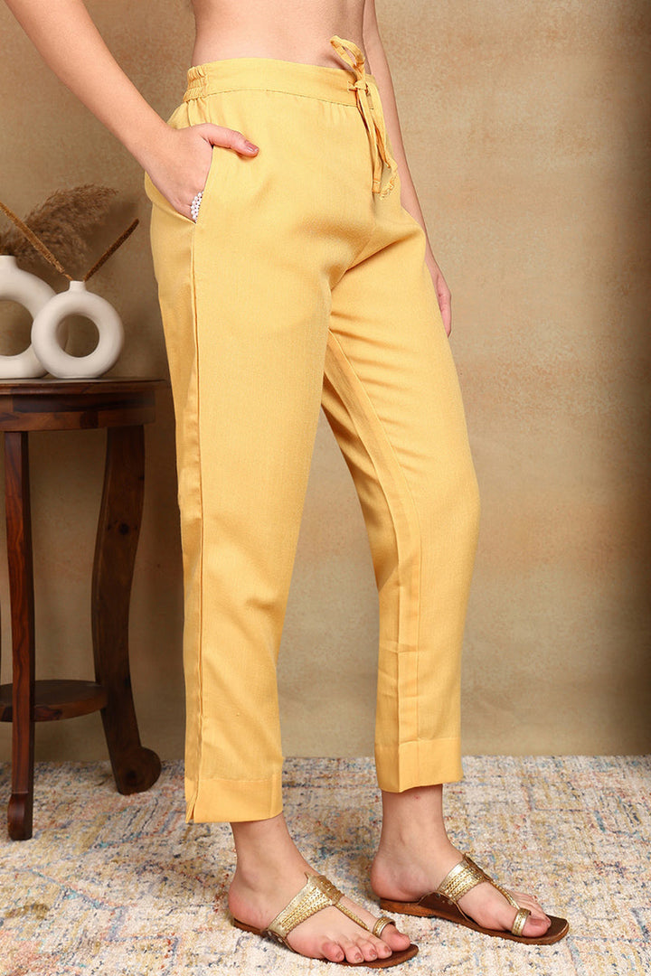Yellow-Silk-Blend-Straight-Suit-Set