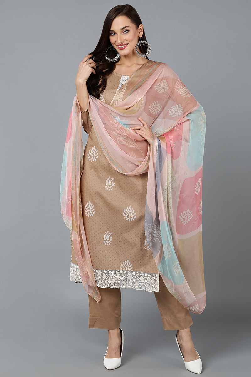 Taupe-Silk-Blend-Straight-Suit-Set