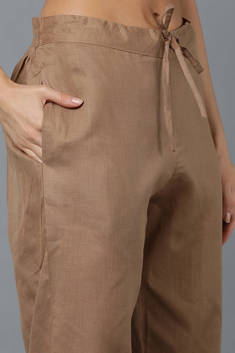 Taupe-Silk-Blend-Straight-Suit-Set