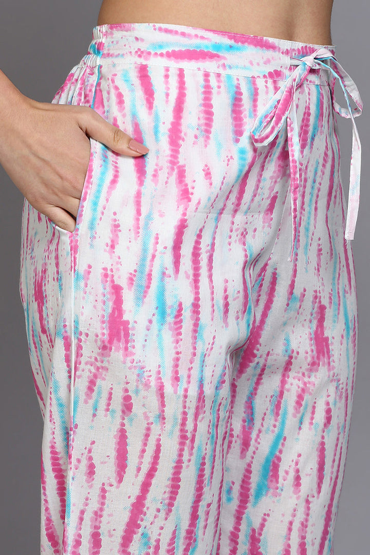 Pink-Cotton-Bandhani-Printed-Straight-3-Piece-Kurta-Set