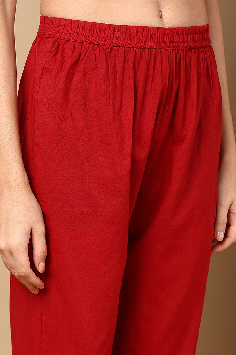 ZERESOUQ-Maroon-Pure-Cotton-Floral-Printed-Flared-Style-Anarkali-Set