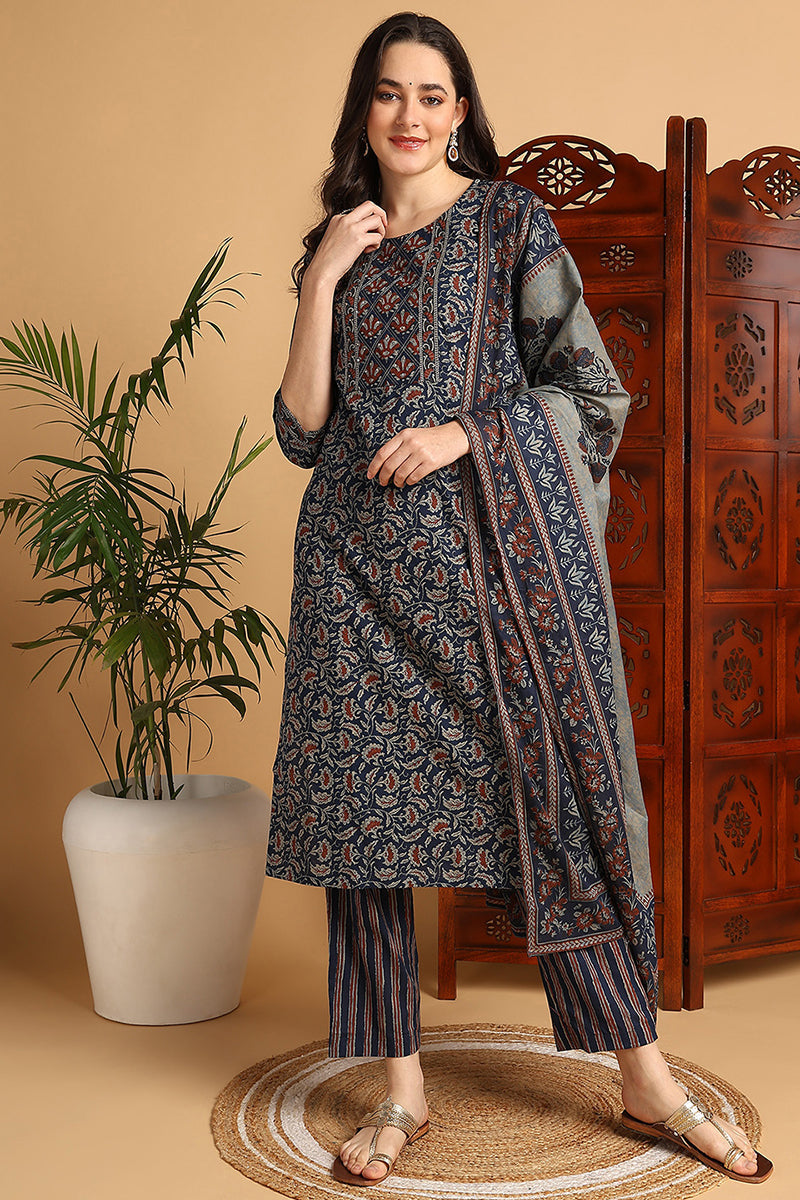 White-Silk-Blend-Embroidered-Straight-3-Piece-Kurta-Set
