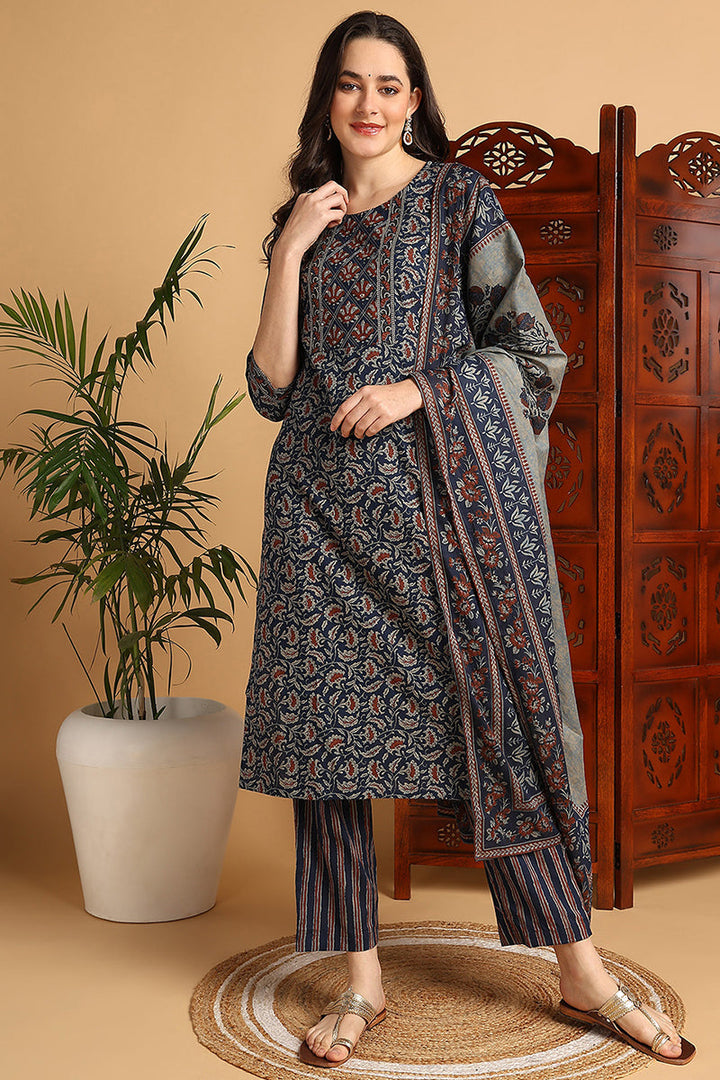 White-Silk-Blend-Embroidered-Straight-3-Piece-Kurta-Set