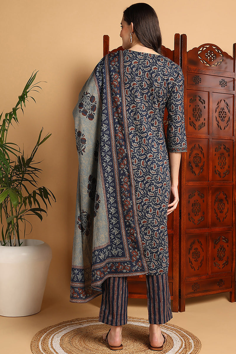 White-Silk-Blend-Embroidered-Straight-3-Piece-Kurta-Set