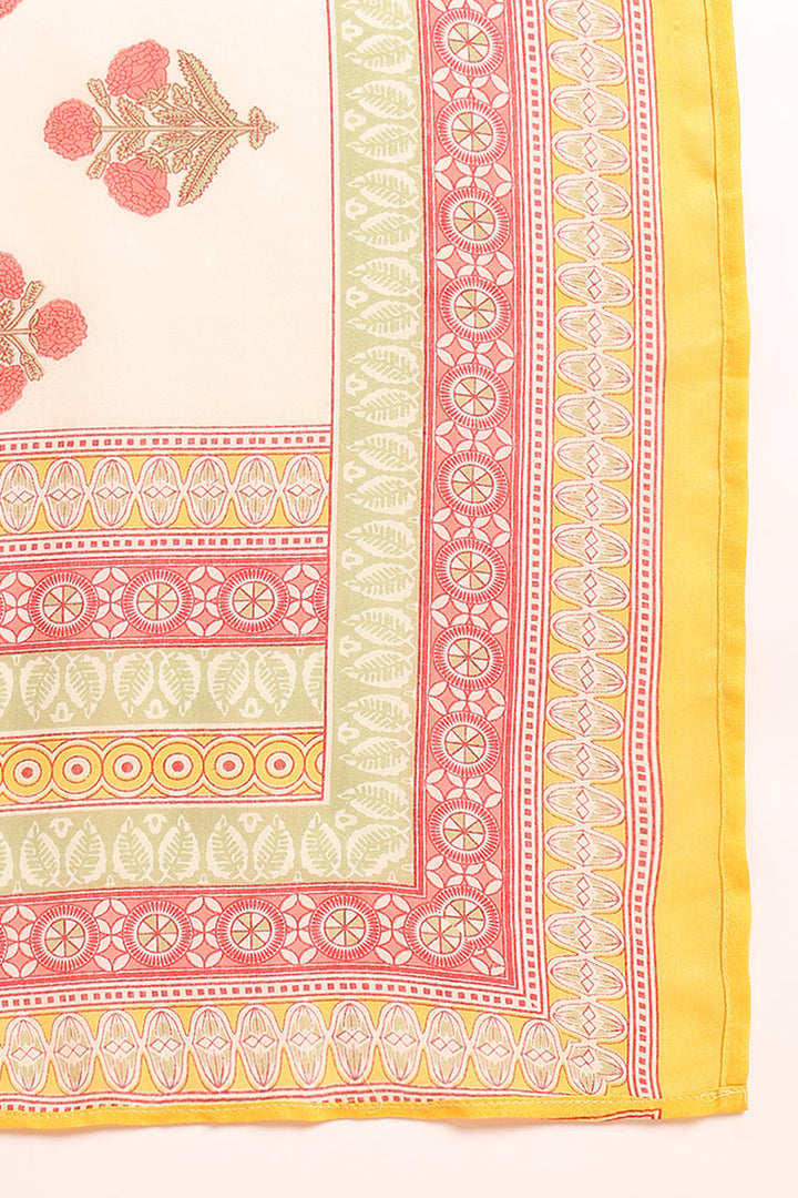 Yellow-Rayon-Blend-Floral-Printed-Straight-Kurta-Set