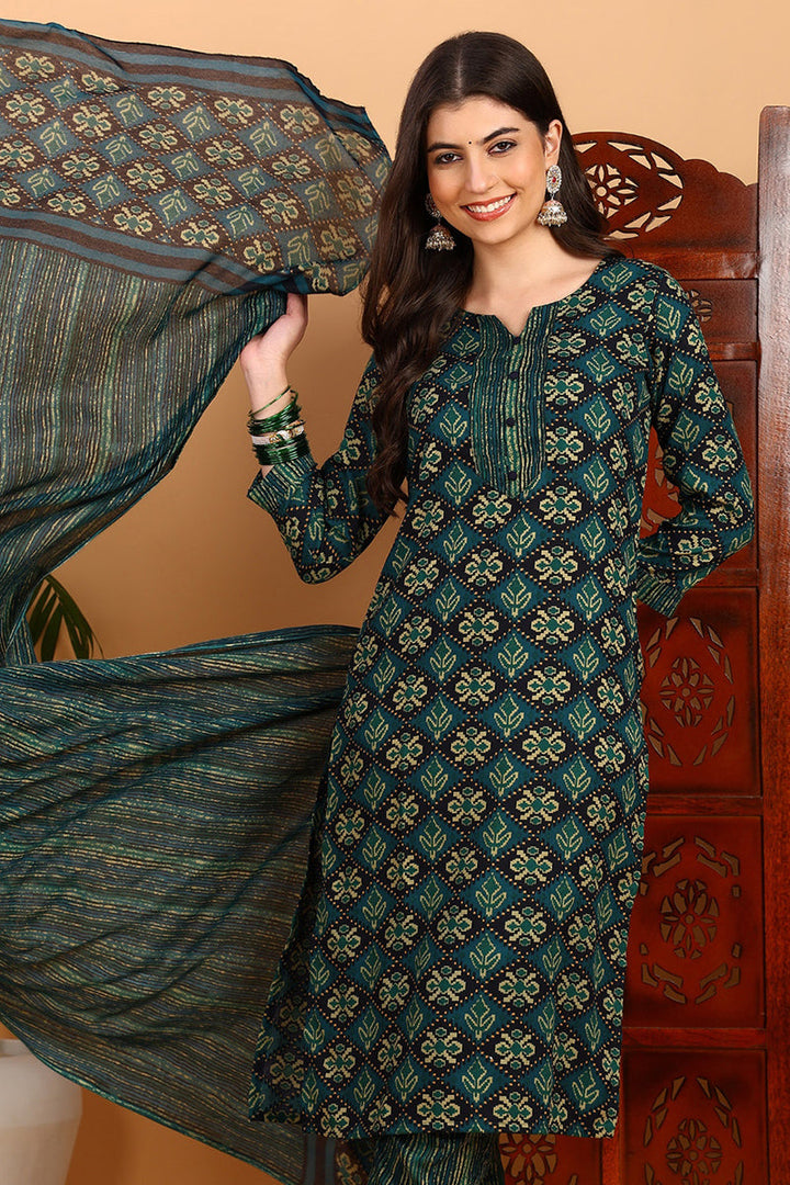 Green-Rayon-Blend-Ethnic-Motifs-Straight-3-Piece-Kurta-Set