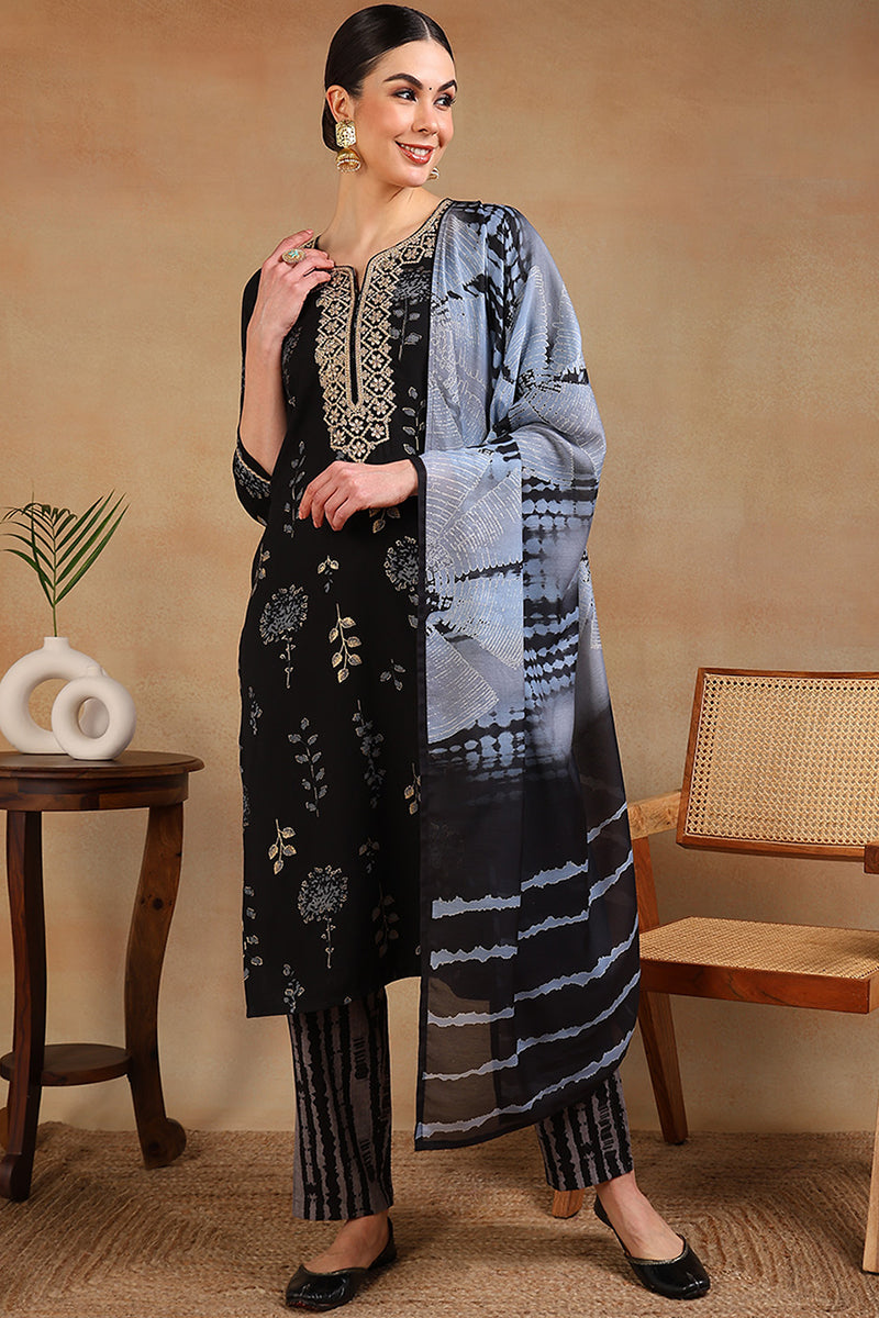 White-Silk-Blend-Embroidered-Straight-3-Piece-Kurta-Set