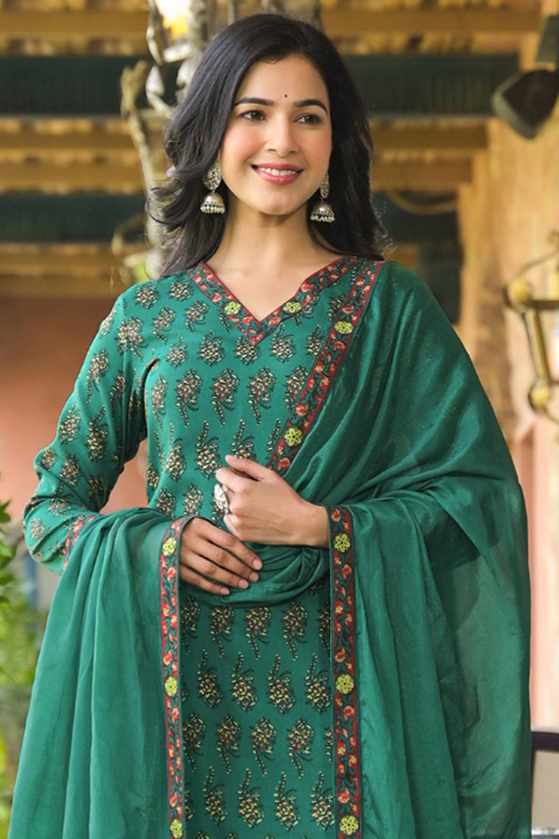 Green-Viscose-Rayon-Floral-Printed-Straight-3-Piece-Kurta-Set