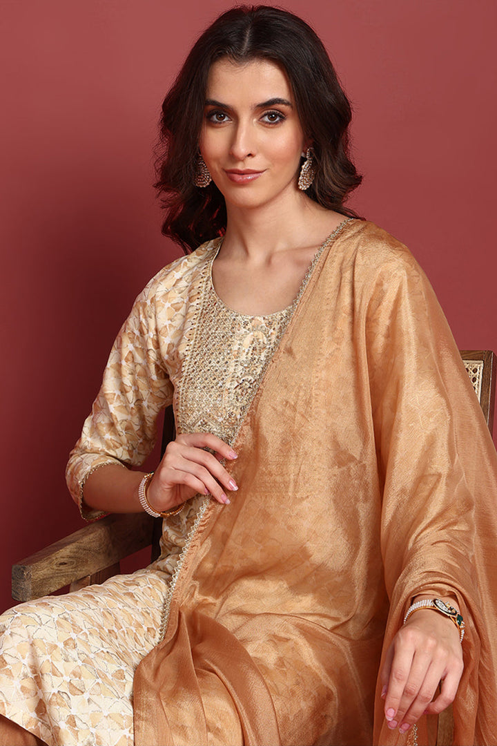 Brown-Viscose-Rayon-Embroidered-Straight-3-Piece-Kurta-Set