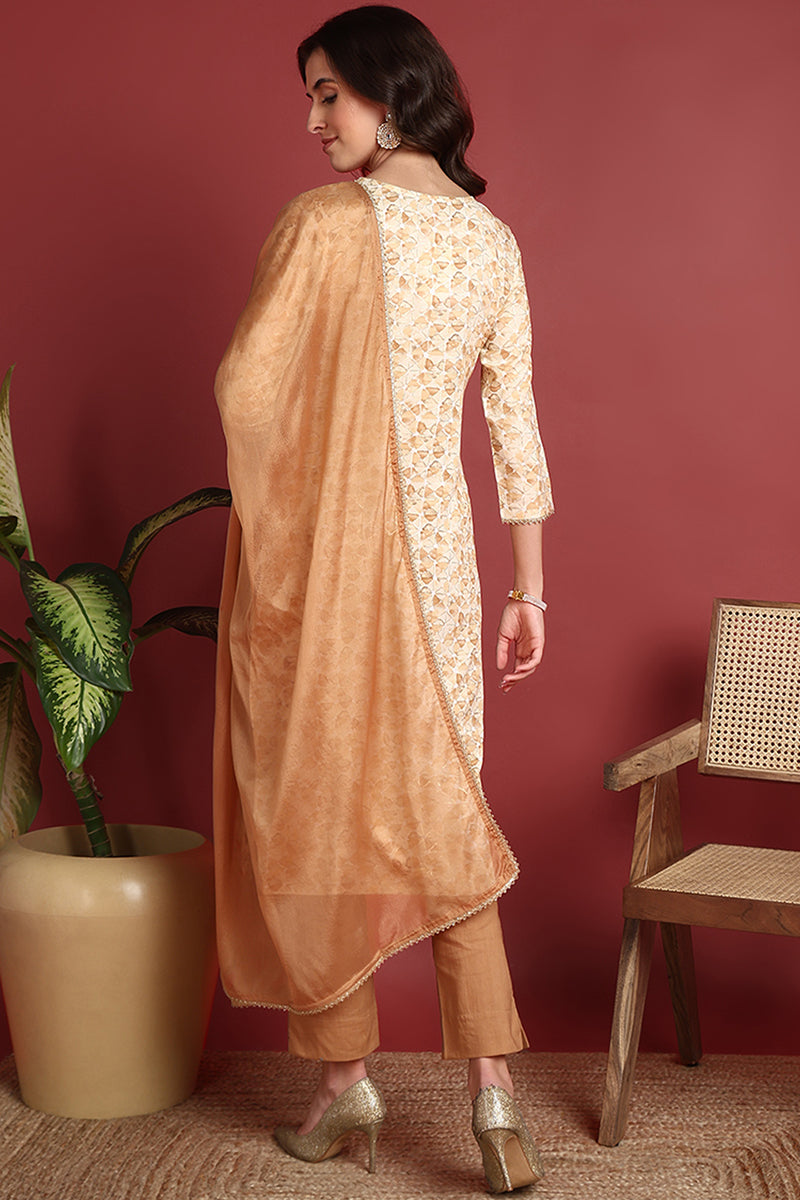 Brown-Viscose-Rayon-Embroidered-Straight-3-Piece-Kurta-Set