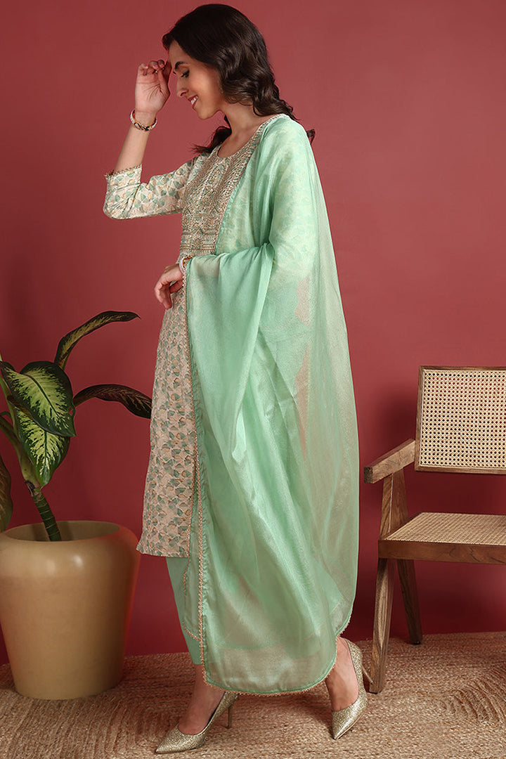 Green-Viscose-Rayon-Embroidered-Straight-3-Piece-Kurta-Set