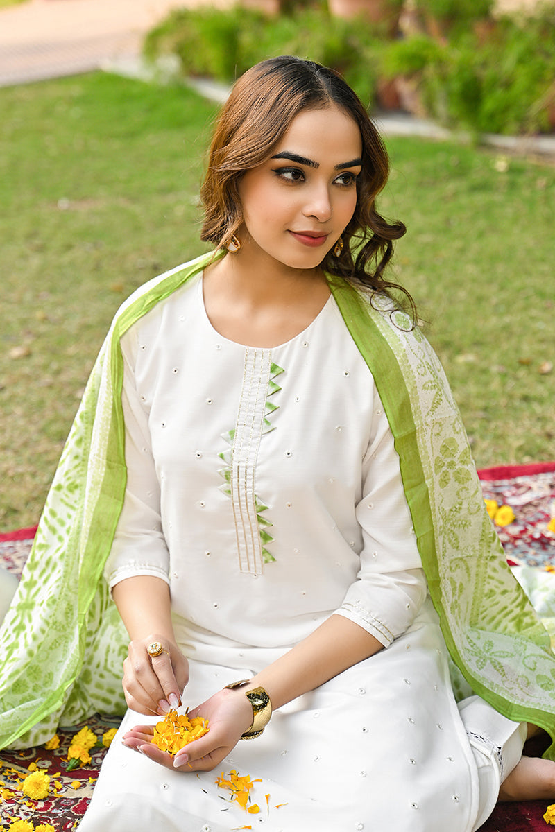 Green-Rayon-Blend-Solid-Embroidered-Straight-Kurta-Set