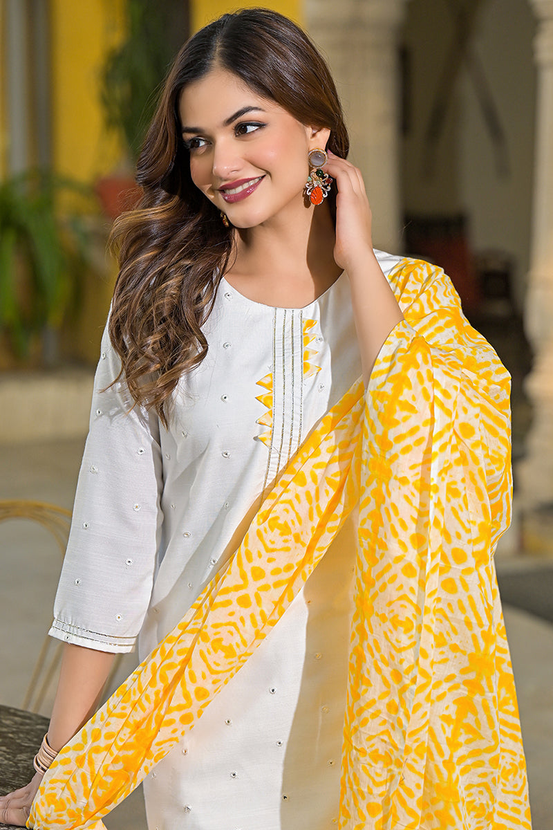 Yellow-Rayon-Blend-Solid-Embroidered-Straight-Kurta-Set