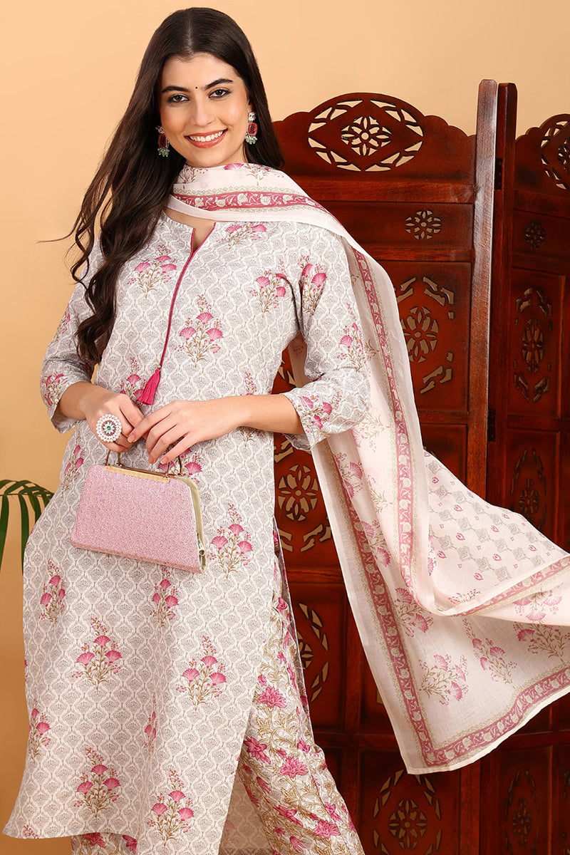 Pink-Rayon-Blend-Floral-Straight-Printed-3-Piece-Kurta-Set