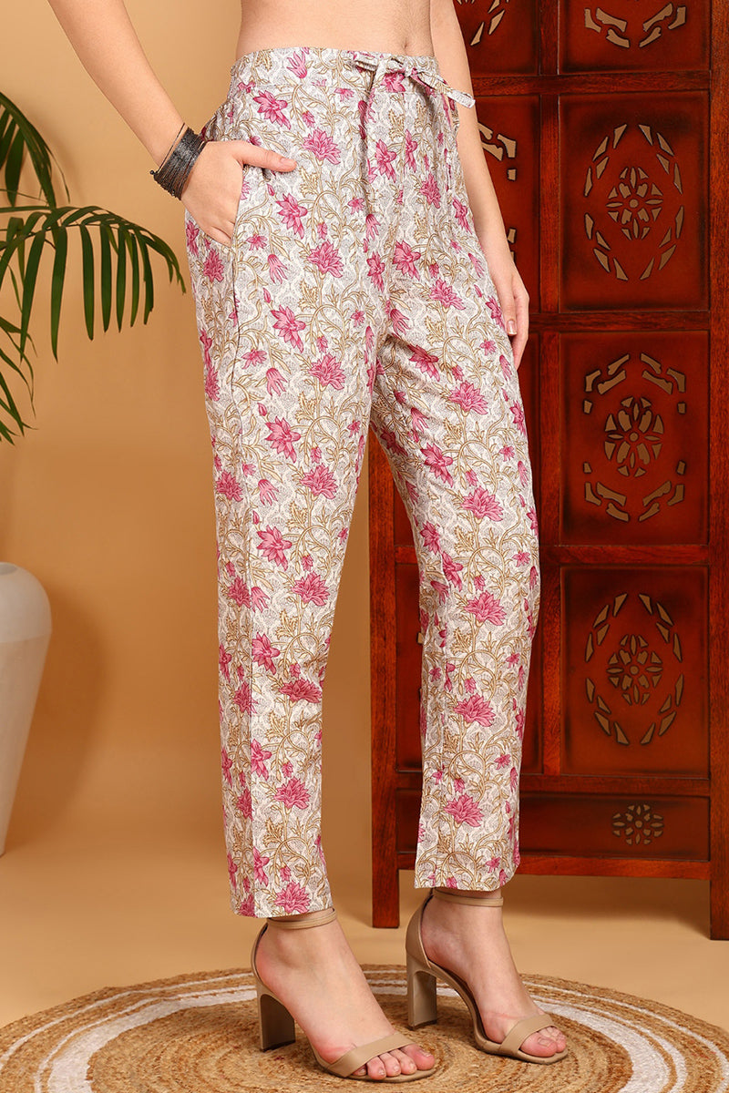 Pink-Rayon-Blend-Floral-Straight-Printed-3-Piece-Kurta-Set