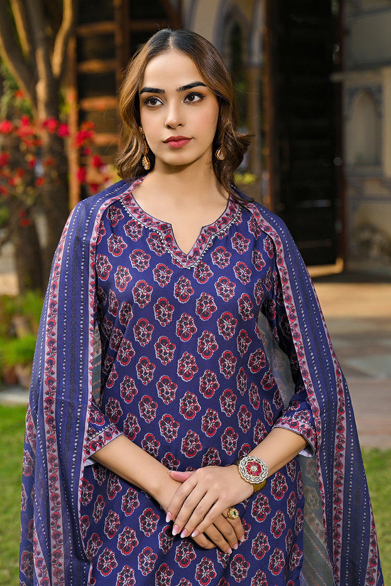 Navy-Blue-Rayon-Blend-Floral-Printed-Straight-3-Piece-Kurta-Set