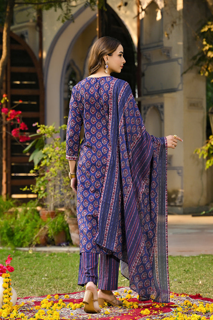 Navy-Blue-Rayon-Blend-Floral-Printed-Straight-3-Piece-Kurta-Set