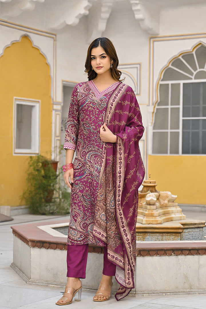 Purple-Rayon-Blend-Paisley-Printed-Straight-3-Piece-Kurta-Set