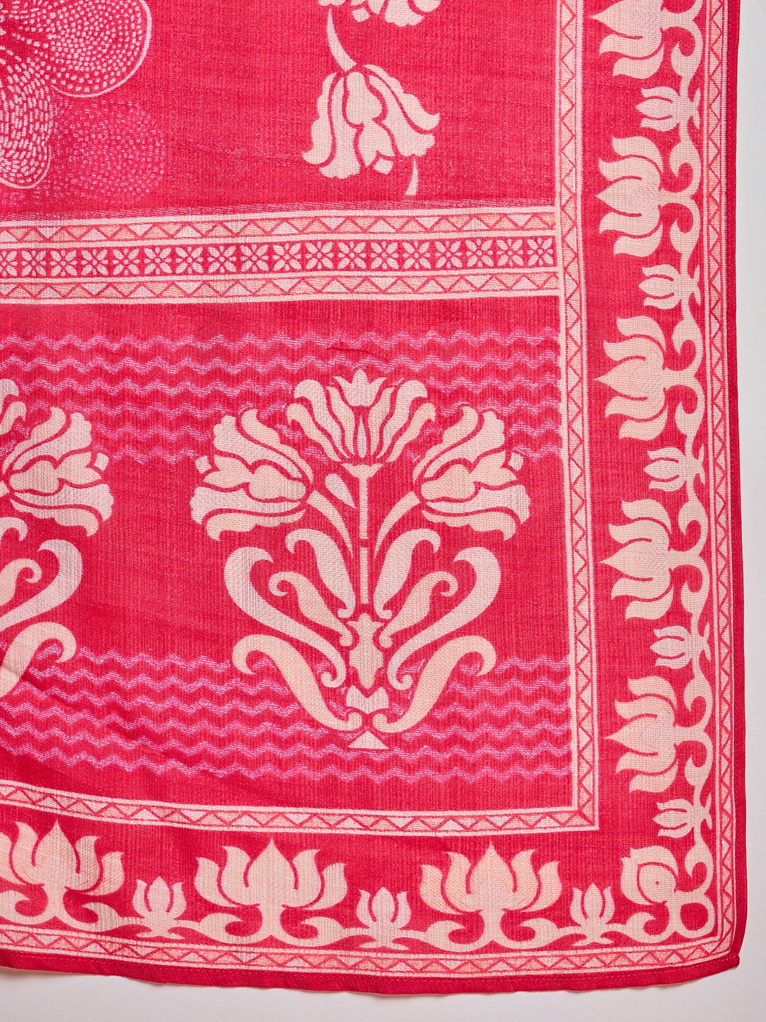 Pink  Floral Printed Straight Kurta Trouser With Dupatta