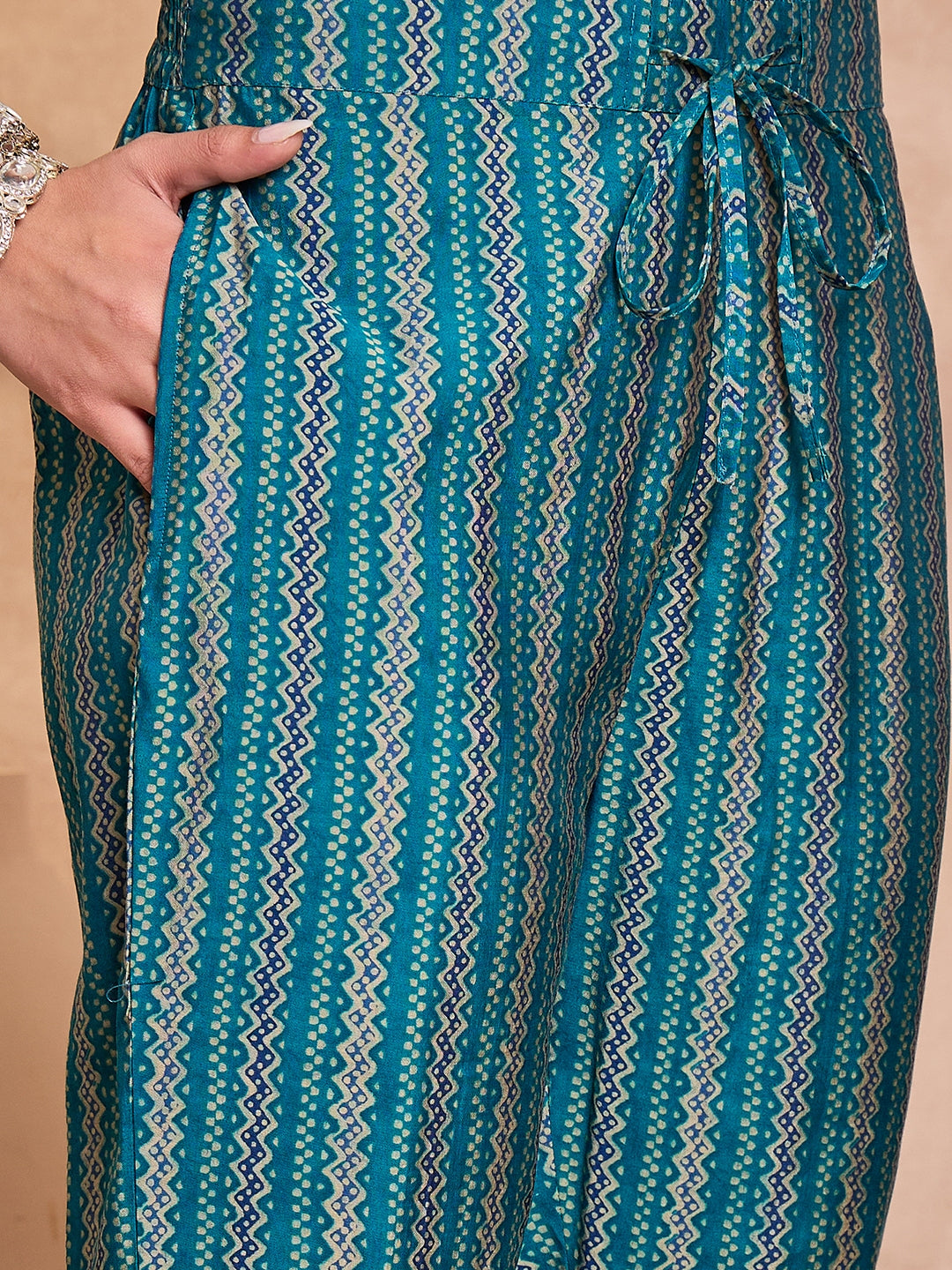 Blue Cotton Blend Abstract Printed Straight Kurta Trouser With Dupatta