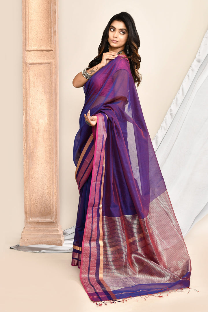 Violet-Maheshwari-Saree-Double-Border-Saree