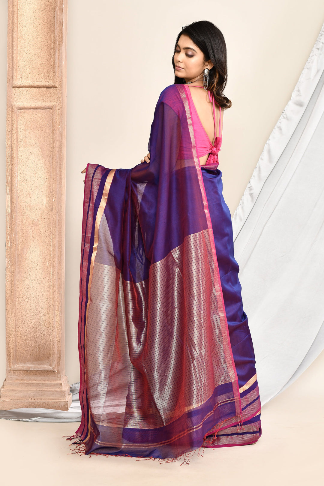 Violet-Maheshwari-Saree-Double-Border-Saree