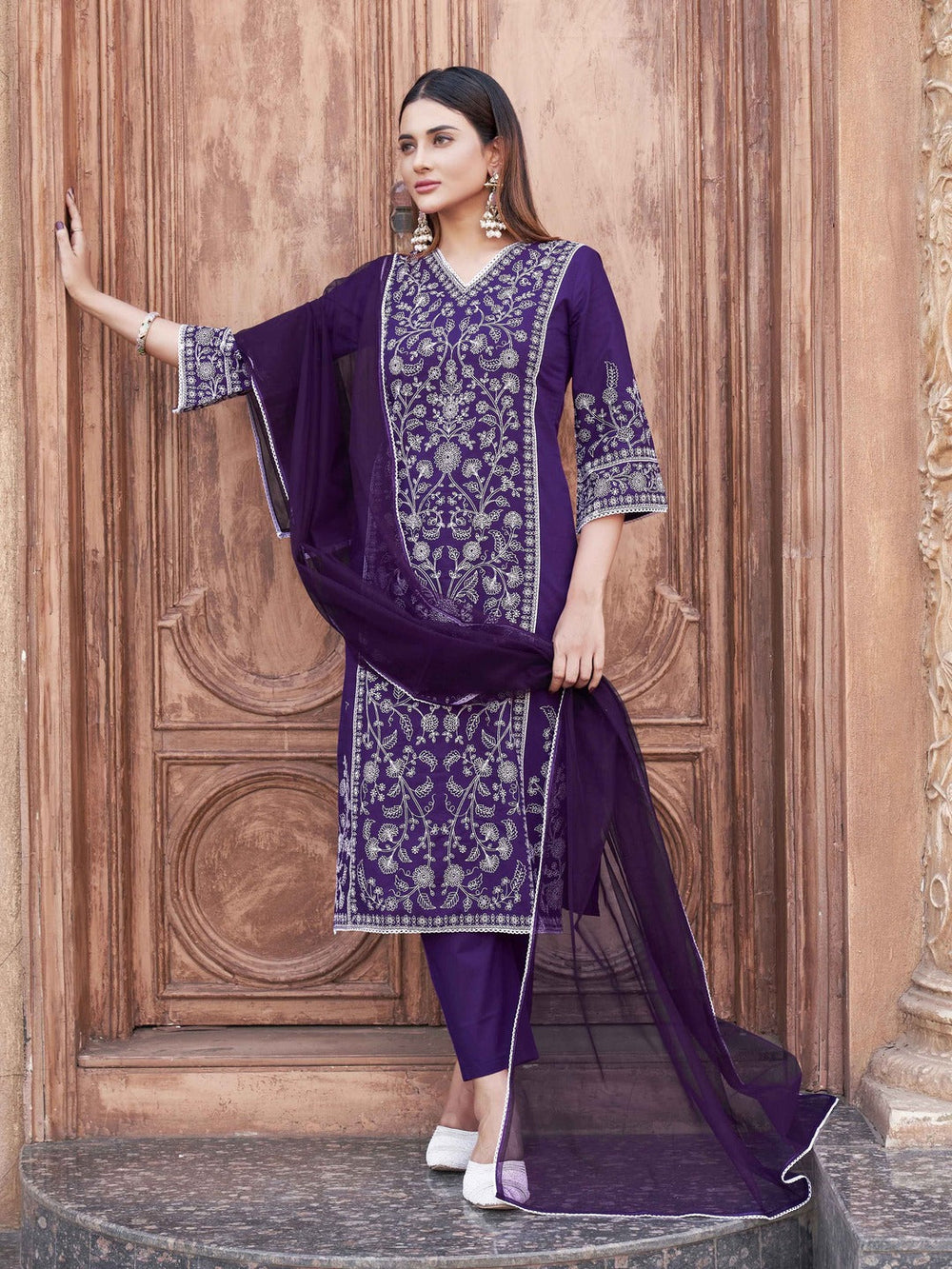 Violet-Cotton-with-All-Over-Thread-Work-3-Piece-Kurta-Set