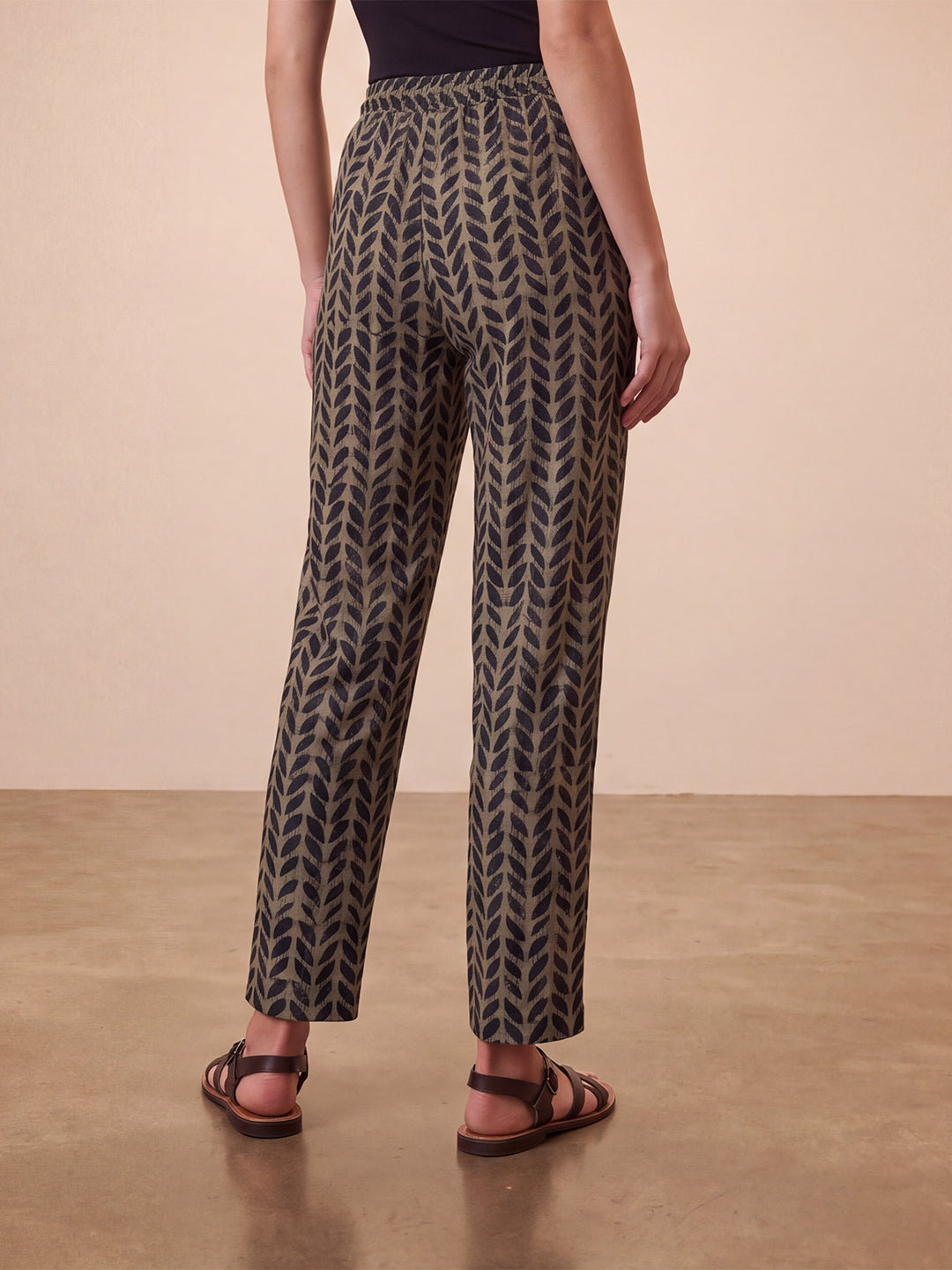 Black Botanical Printed Trouser