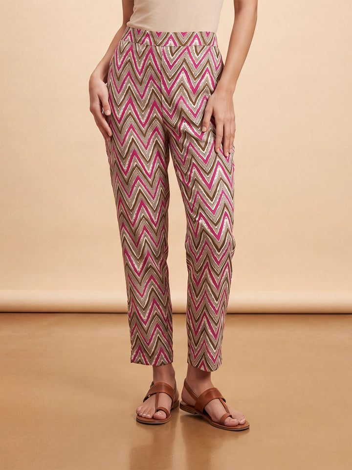 Multicolor Chevron Printed Trouser