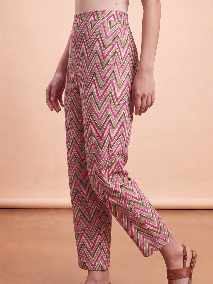 Multicolor Chevron Printed Trouser
