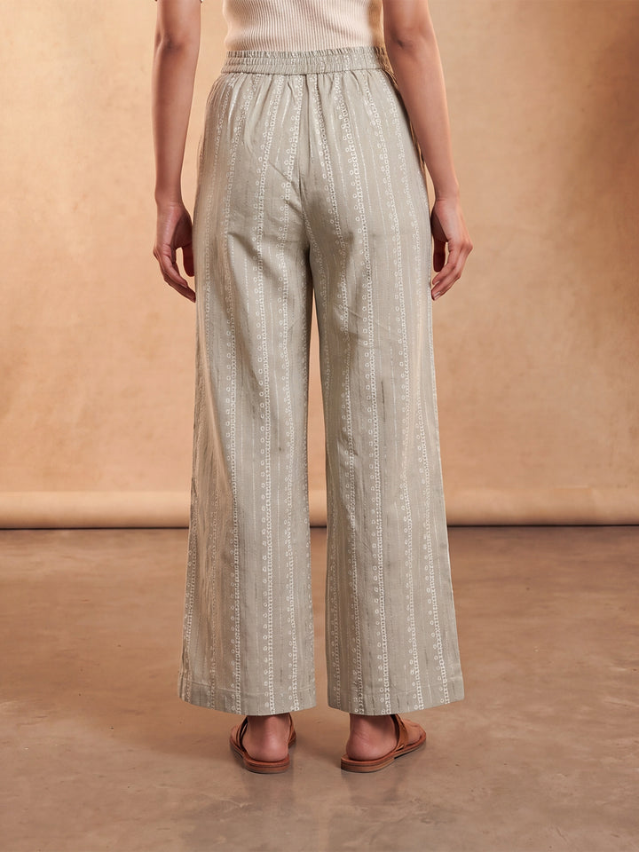 Beige Foil Solid Trouser