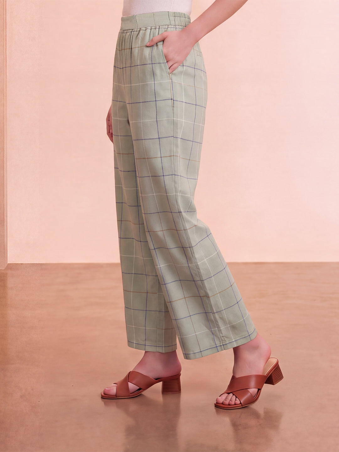 Green Geometric Printed Trouser